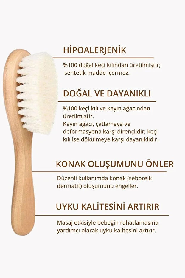 Nami Baby Keçi Kılı Bebek Saç Fırçası Seti — Diş Kaşıyıcılı 4'lü Bakım Seti
